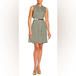Theory Common Behira Sleeveless Dress in Mushroom with Belt Size 0